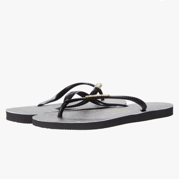 Havaianas Slim Logo Metallic Sandal Black 7/8 & 9/10 - Picture 2 of 5